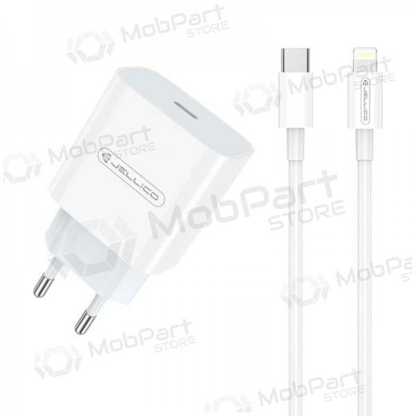 Laddare Jellico AK180 20W USB-C + USB-C to Lightning cable 1.0m vit