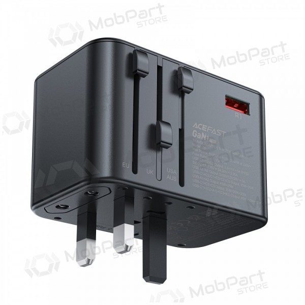 Universell kelioninis laddare Acefast Z1 75W GaN 2xUSB-A/3xUSB-C svart