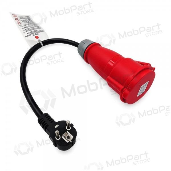 Adapter Reach CEE 16A 400 V till 220 V Schuko svart