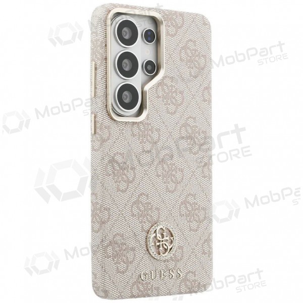 Samsung Galaxy S26 Ultra fodral - Guess PU Leather 4G Strass Logo Gold Frame Magnetic (rosa)