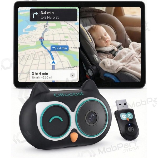Trådlös CarPlay-adapter Ottocast Cabin Care CA520-T med babyvaktfunktion svart