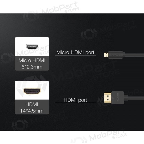 HDMI-kabel Ugreen HD127 HDMI till Micro HDMI 1.5 m 4K 60 Hz svart