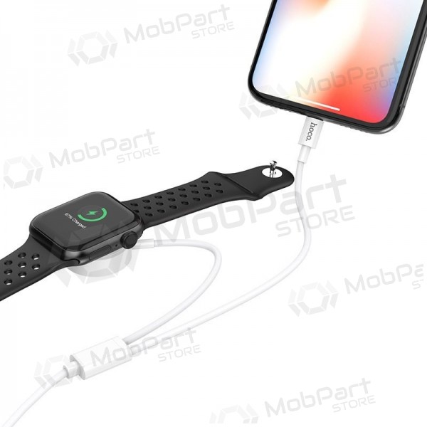 USB kabel HOCO U69 lightning 1.0m (with iWatch wireless charger) (vit)