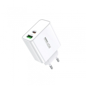 Laddare Remax RP-U125 65W GaN USB-C/USB-A vit