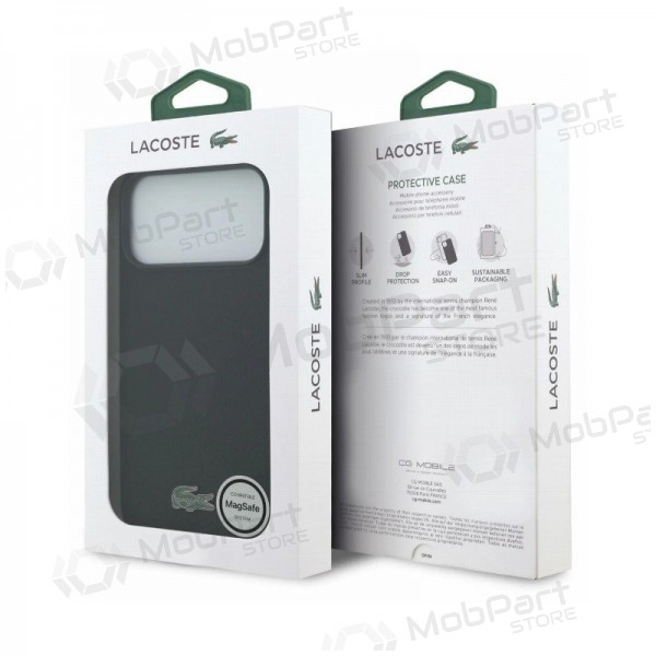 Apple iPhone 18 Pro fodral - Lacoste PVC Petit Pique Semi Wrap Embossed MagSafe (svart)