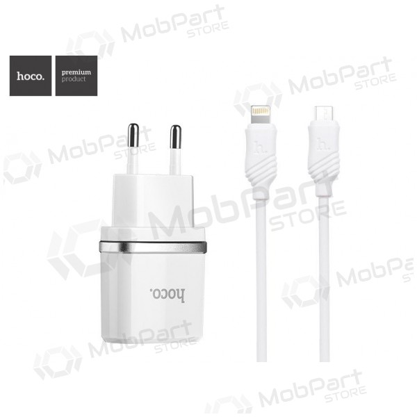 Laddare HOCO C11 Smart USB + lightning (5V 1A) (vit)