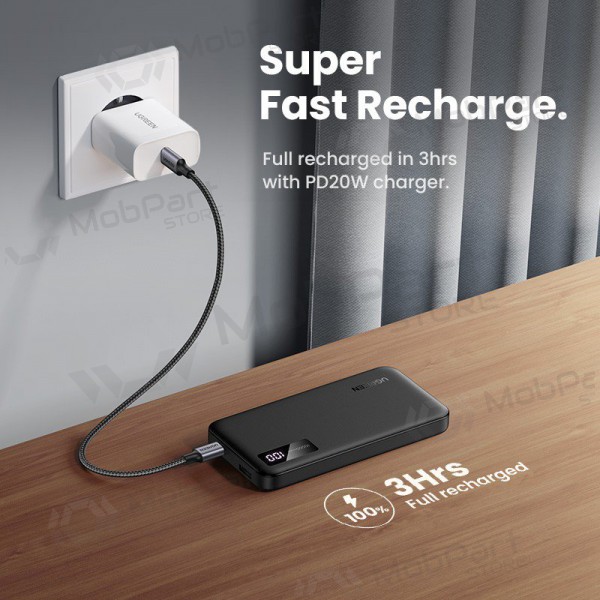 Powerbank Power Bank Ugreen PB311 20W 10000mAh (25742) svart Powerbank Power Bank Ugreen PB311 20W 10000mAh (25742) svart