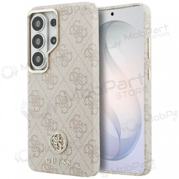 Samsung Galaxy S26 Ultra fodral - Guess PU Leather 4G Strass Logo Gold Frame Magnetic (rosa)