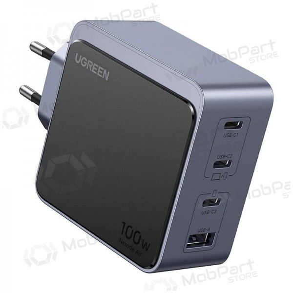Nätladdare Ugreen X565 100 W GaN 3x USB-C + USB-A grå