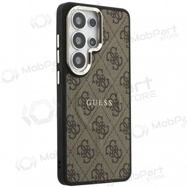 Samsung Galaxy S26 Ultra fodral - Guess PU Leather 4G Gold Frame Magnetic (brun)