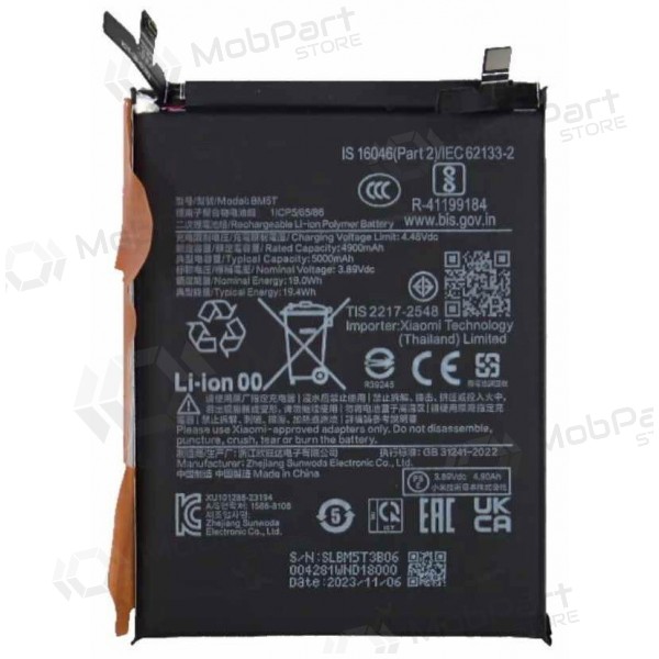 Xiaomi 13T, 14T, Poco X6 Pro, Poco M6 Pro 4G, Redmi Note 13 Pro 4G batteri, ackumulator (BM5T)