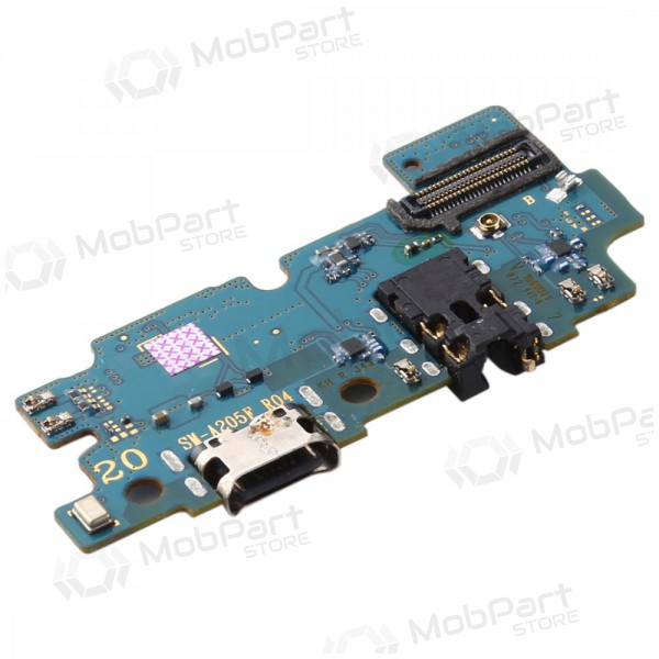 Samsung A205 Galaxy A20 2019 laddarkontakt och mikrofon med flex (service pack) (original)