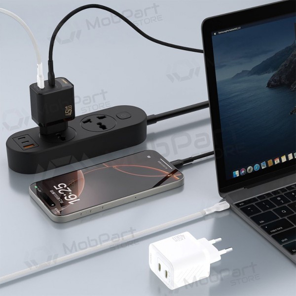 Telefonladdare Dudao A28P 45 W GaN 2x USB-C svart