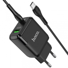 Laddare Hoco N5 USB Quick Charge 3.0 + PD 20W (3.1A) + Type-C-Type-C (svart)