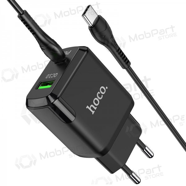 Laddare Hoco N5 USB Quick Charge 3.0 + PD 20W (3.1A) + Type-C-Type-C (svart)