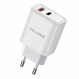 Laddare Awei PD81-EU USB-A/USB-C vit