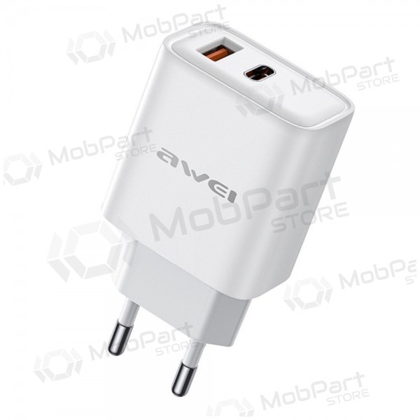 Laddare Awei PD81-EU USB-A/USB-C vit
