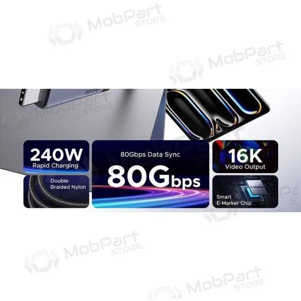 USB-C-kabel Ugreen L706 USB-C till USB-C 1 m 240 W svart