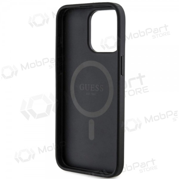 Apple iPhone 15 Pro Max fodral - Guess PU Leather 4G Colored Ring MagSafe (svart)