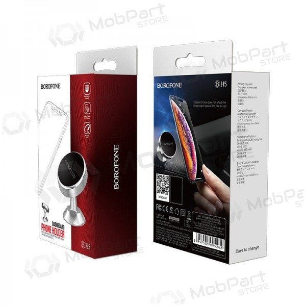 Automobilinis Universell telefono laikiklis Borofone BH5 Platinum, tvirtinamas ant prietaisų skydelio, magnetinis