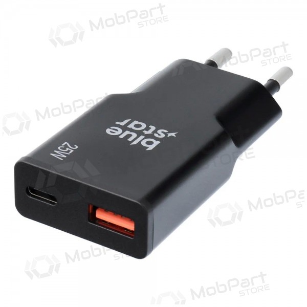 Telefonladdare Blue Star Slim 25 W GaN USB-C + USB-A svart