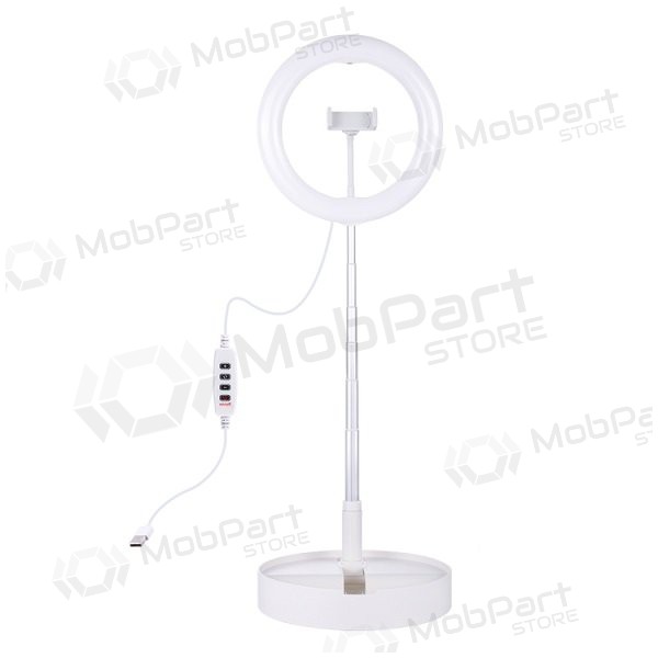LED žiedinė lampa 26cm, su stovu iki 138cm, su telefono laikikliu, USB LED žiedinė lampa 26cm, su stovu iki 138cm, su telefono laikikliu, USB