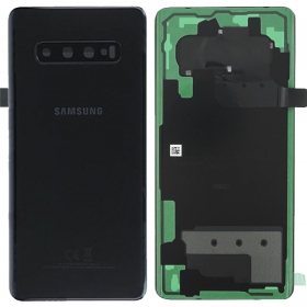 Samsung G975 Galaxy S10 Plus baksida / batterilucka svart (Ceramic Black) (begagnad grade B, original)