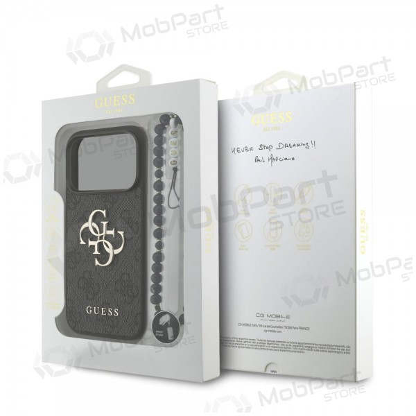Apple iPhone 17 Pro fodral - Guess PU 4G Metal Logo Strap (svart)