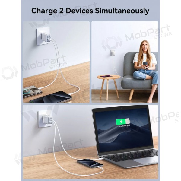 Laddare Joyroom JR-TCF15 USB-C/USB-A 30W vit