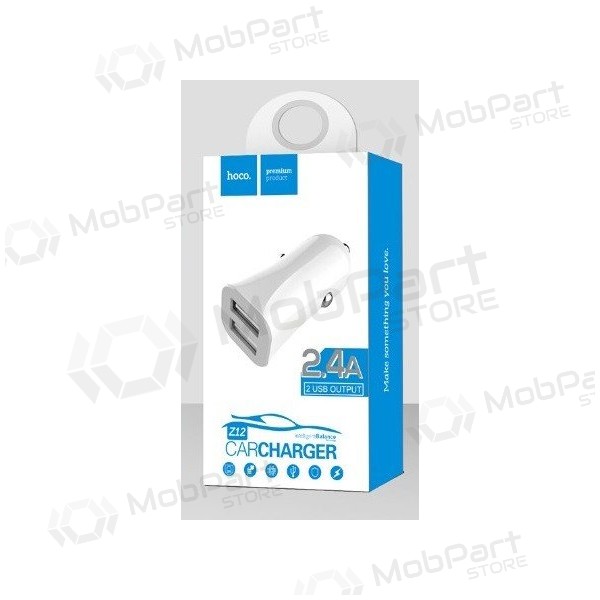 Billaddare HOCO Z12 Elite Dual USB (5V 2.4A) (vit)