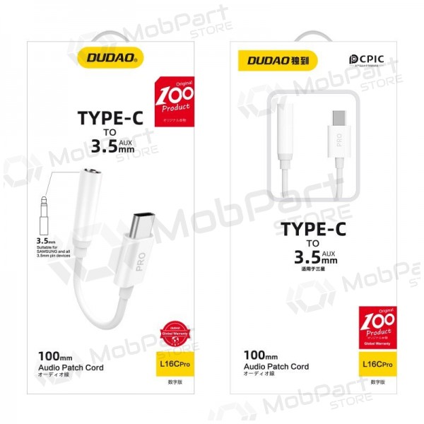 Ljudadapter Dudao L16CPro USB-C till 3.5 mm vit