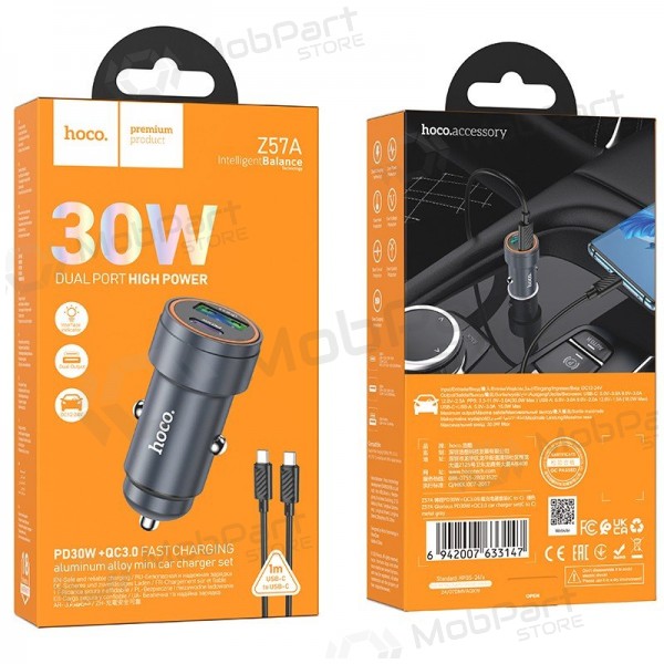 Billaddare Hoco Z57A 30 W USB-C + USB-A med USB-C-kabel 1 m