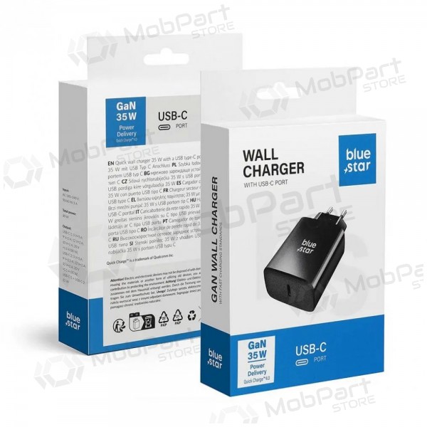 Telefonladdare Blue Star 35 W USB-C svart