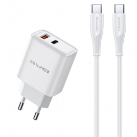 Telefonladdare Awei PD81C-EU 22.5 W USB-C + USB-A med USB-C-kabel 1 m