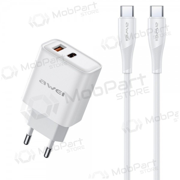 Telefonladdare Awei PD81C-EU 22.5 W USB-C + USB-A med USB-C-kabel 1 m