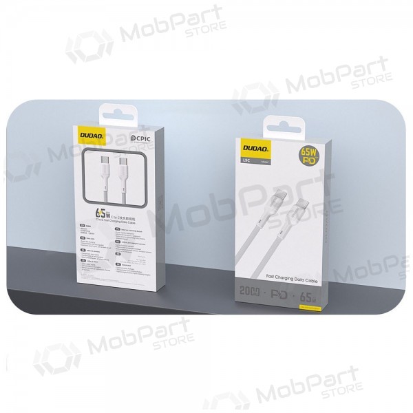 USB-C-kabel Dudao L9C USB-C till USB-C 1 m 65 W vit