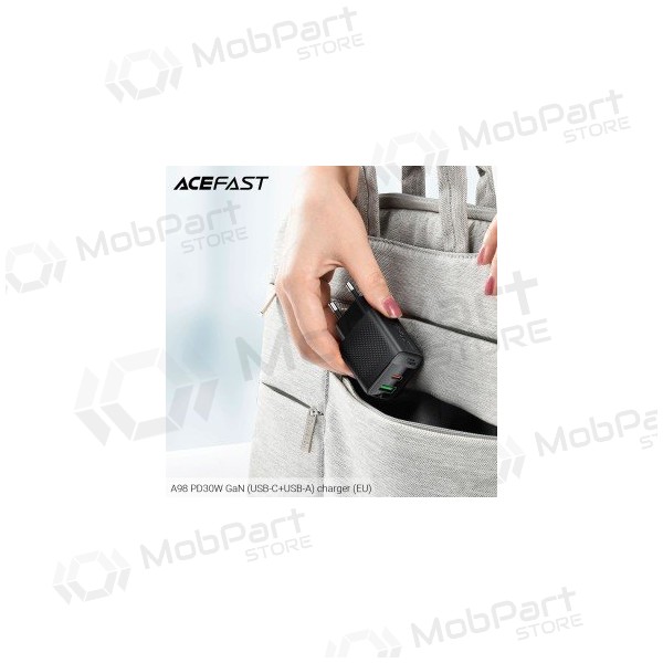 Laddare Acefast A98 30W GaN USB-C/USB-A svart