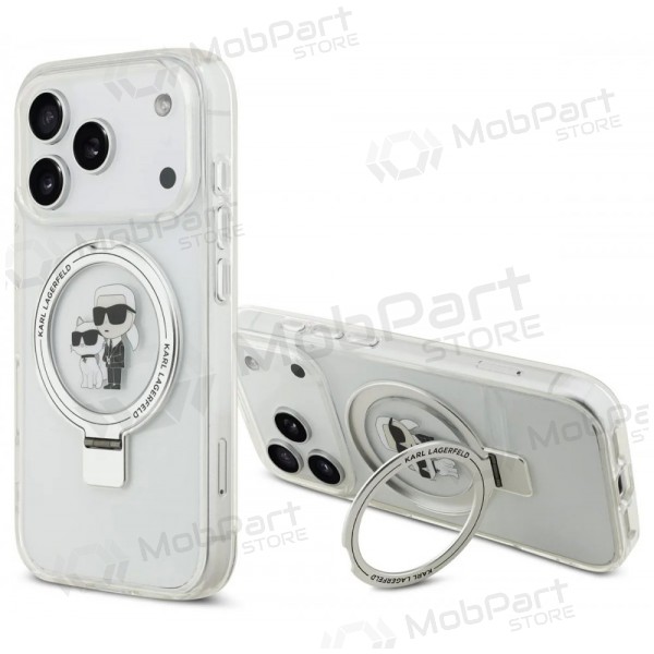 Apple iPhone 17 Pro Max fodral - Karl Lagerfeld Ringstand Karl and Choupette MagSafe (transparent)