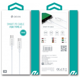 USB kabel Devia Smart PD Type-C -Type-C 20V 3.0A 60W (vit)