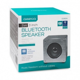 Bluetooth bärbar högtalare OMEGA WOODEN OG60A (MicroSD, headset, AUX,FM) (grå)