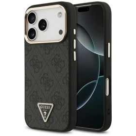 Apple iPhone 17 Pro Max fodral - Guess PU Leather 4G Strass Triangle Logo Gold Frame MagSafe