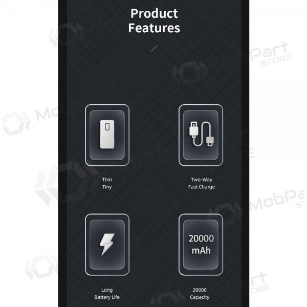 Powerbank Power Bank Awei P6K 5V/2.1A 20000mAh svart