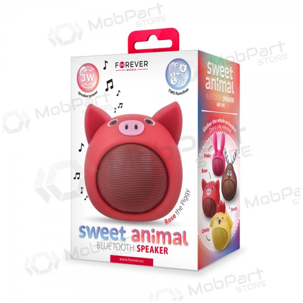Bluetooth bärbar topphögtalare Forever Sweet Animal Pig Rose ABS-100