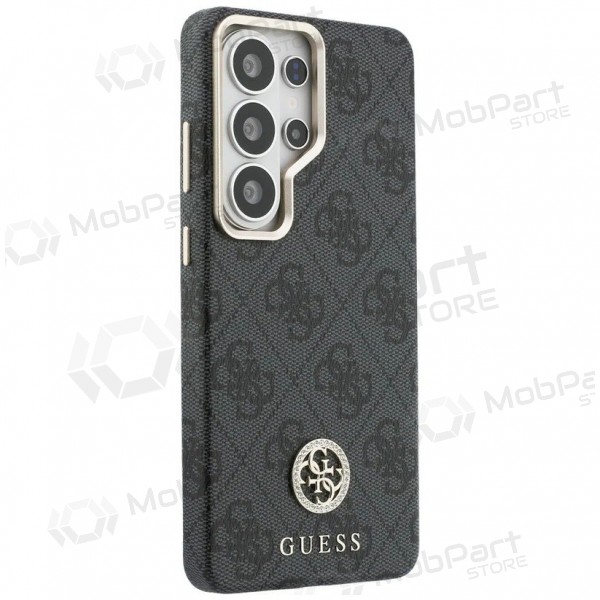 Samsung Galaxy S26 Ultra fodral - Guess PU Leather 4G Strass Logo Gold Frame Magnetic (svart)