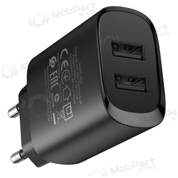 Laddare Borofone BN2 2xUSB 2.1A + USB Type-C (svart)