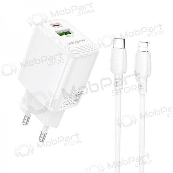 Telefonladdare Borofone BN27 20 W USB-C + USB-A med Lightning-kabel 1 m vit