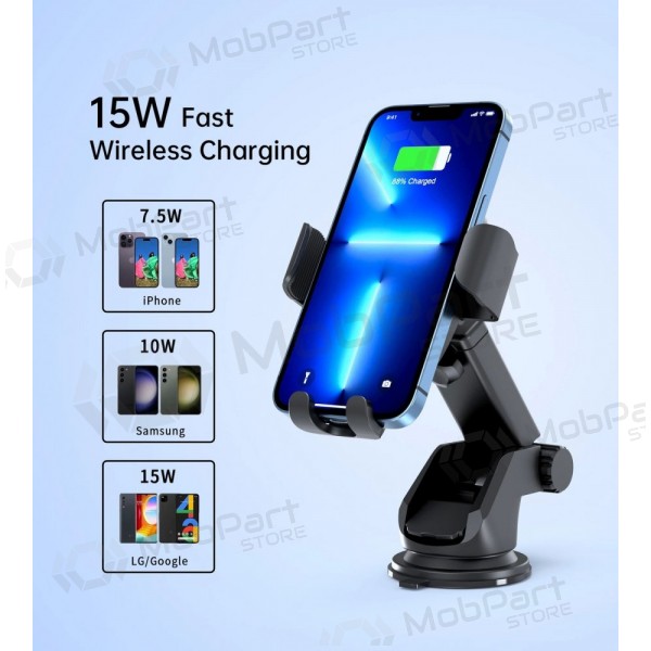 Automobilinis laikiklis-laddare Choetech T203-F 15W Gravity Car Charger Holder svart