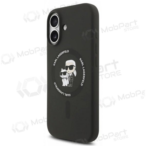 Apple iPhone 17 fodral - Karl Lagerfeld Liquid Silicone Karl and Choupette MagSafe (svart)