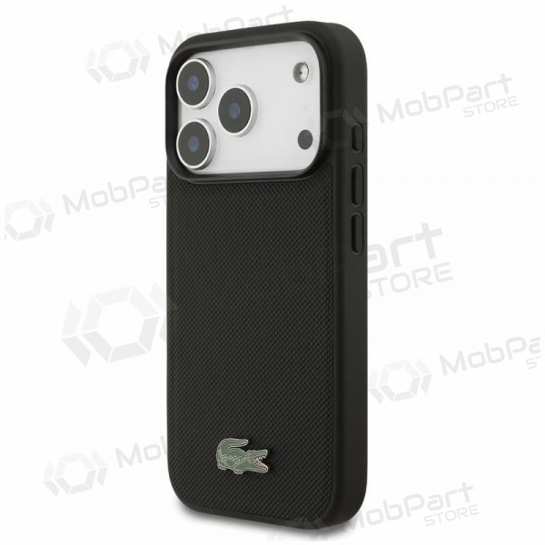Apple iPhone 18 Pro fodral - Lacoste PVC Iconic Petit Pique Metal Logo MagSafe (svart)
