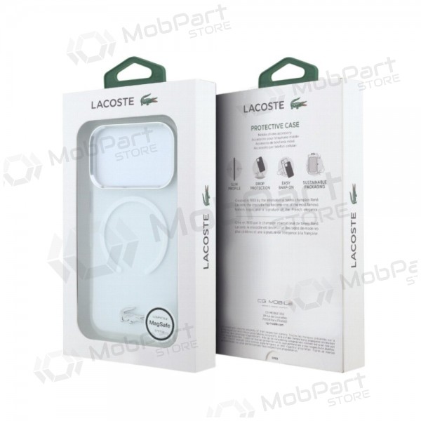 Apple iPhone 18 Pro fodral - Lacoste IML Frosted Petit Pique Metal Logo MagSafe (transparent)
